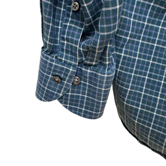 Paul Stuart XXL Blue Green Check Cotton Button-Down Shirt Poland - Picture 5 of 6